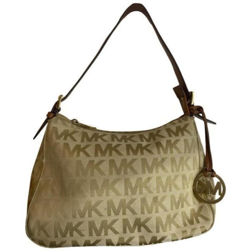 michael kors tan fabric hobo bag